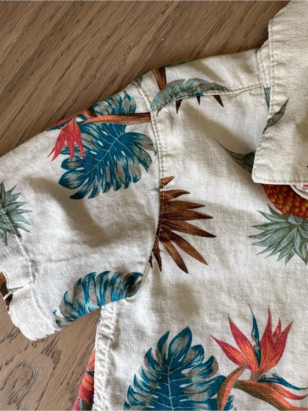 Wonder Nation Cream Tropical Pineapple Button-Front Shirt 4 - Picture 3 of 5
